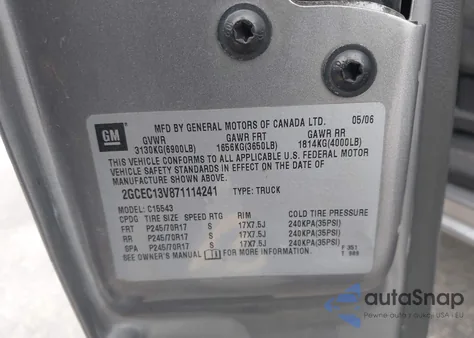 2007 Chevrolet Silverado 1500 Classic Ls z USA, uszkodzony, nr VIN 2GCEC13V871114241